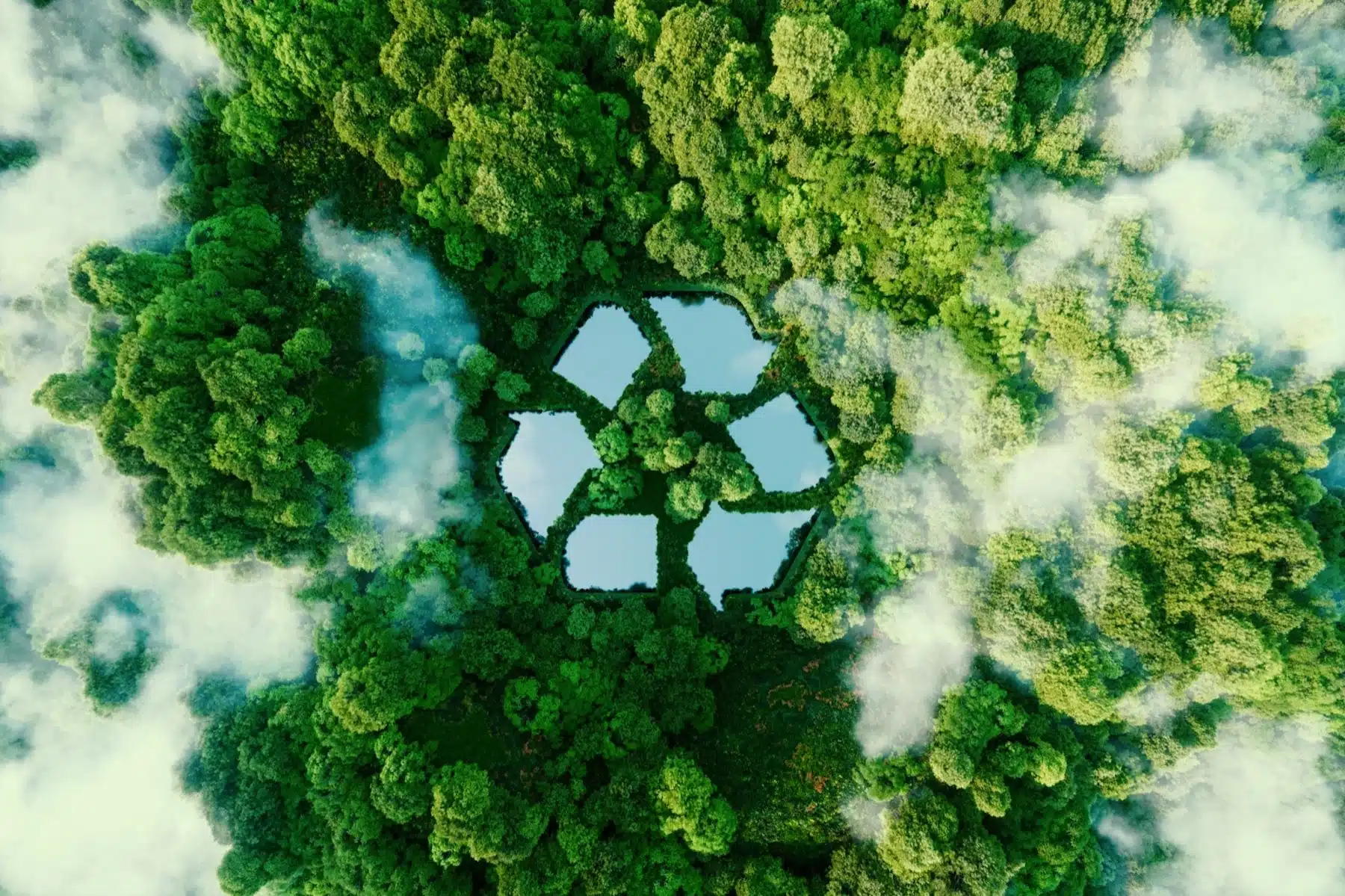 recycle top over cloudy forest top