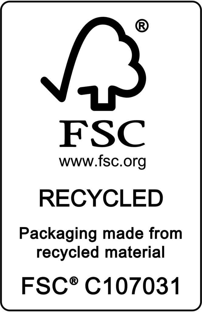 FSC C107031 RECYCLED Packaging portrait bw Forest Stewardship Council